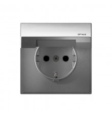 ArtGallery Алюминий Розетка с заземлением со шторками с крышкой, 16А, IP44,  механизм, быстрозажим. клем.  GAL440346S  SE