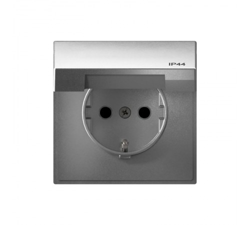 ArtGallery Алюминий Розетка с заземлением со шторками с крышкой, 16А, IP44,  механизм, быстрозажим. клем.  GAL440346S  SE
