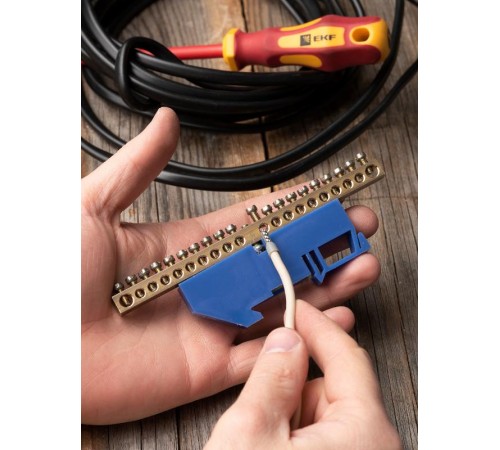 Шина "0" N 63.20 изолятор на DIN-рейку (латунь) EKF PROxima  sn0-63-20-d  EKF