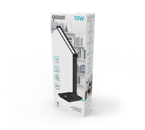 Светильник настольный GTL202 10W 550lm 3000-6000K 170-265V черный диммируемый USB LED 1/8/32  GT2022  Gauss
