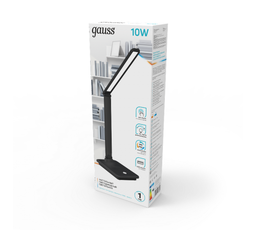 Светильник настольный GTL202 10W 550lm 3000-6000K 170-265V черный диммируемый USB LED 1/8/32  GT2022  Gauss
