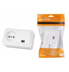 Блок комбинированный выкл. 1-кл. с/п 10А + розетка 2П 10А 250В БКВР IP20 белый "Ладога"  SQ1801-0107  TDM