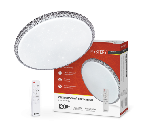 Светильник светодиодный COMFORT MYSTERY 120Вт 230В 3000-6500K 9600Лм 500x60 мм с пультом ДУ  4690612035086  IN HOME