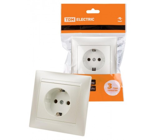 Розетка 2П+З 16А 250В  перламутр "Лама"  SQ1815-0823  TDM