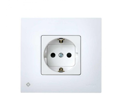 Simon 27 Накладка на розетку с заземляющим контактом, сменная, антибактериальная, S27, белый  2700041-060  Simon