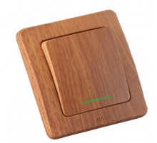 Выключатель скрытой установки, одноклавишный, с индикацией, цвет дуб  ВС16-312-05  HEGEL