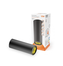 Светильник  Overhead накл цил 12W 900lm 3000K 170-240V IP20 79*200мм черный LED 1/10/30  HD009  Gauss