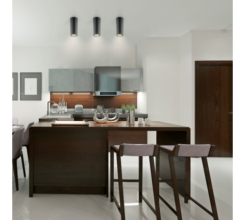 Светильник  Overhead накл цил 12W 900lm 3000K 170-240V IP20 79*200мм черный LED 1/10/30  HD009  Gauss