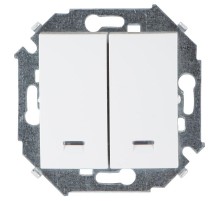 Simon 15 Белый Выключатель 2-кл с подсветкой, 16А 250В, винт. зажим  1591392-030  Simon