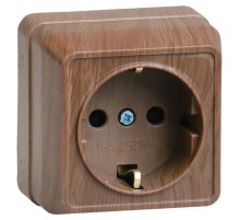 ОКТАВА дуб Розетка 1-местная О/У c/з 16А РС20-3-ОД  ERO11-K04-16-DC  GENERICA