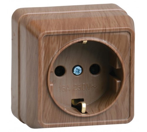 ОКТАВА дуб Розетка 1-местная О/У c/з 16А РС20-3-ОД  ERO11-K04-16-DC  GENERICA