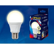 Лампа светодиодная LED-A60 8W/WW/E27/FR PLP01WH LED. "груша", матовая. серия Яркая, пр-во Россия, 3000K  UL-00001522  Uniel