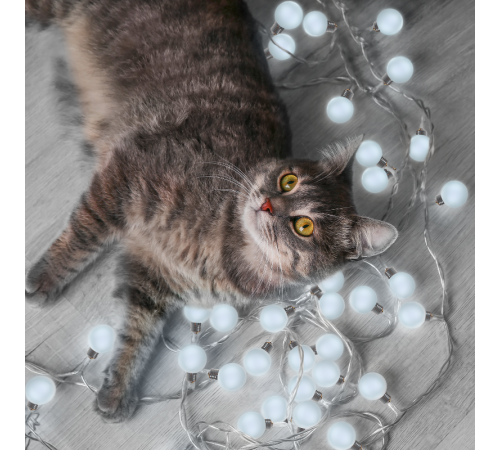 Гирлянда садовая на солнечной батарее 10 LED ламп Большие Шары Белый свет Solar, 1/24  GS033  Gauss