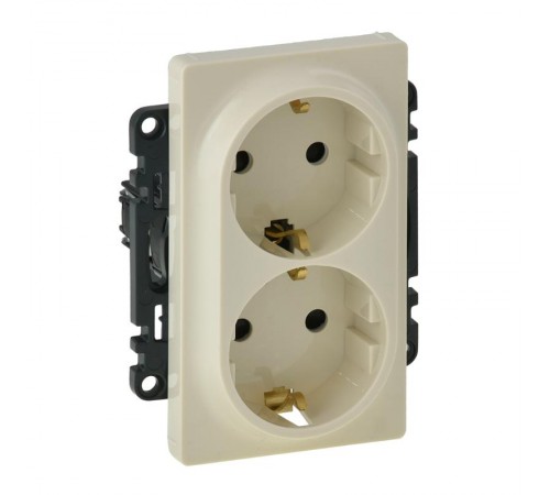 Valena LIFE DIY Сл.кость Розетка 2-ая с/з с защитными шторками, безвинт.зажим  753526  Legrand