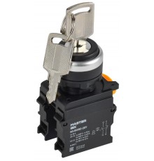 Переключатель с ключом 3 полож. 1NO+1NC чёрный MASTER  MI-SW60-20Y-3-34-3-K02  IEK