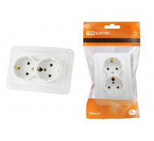 Розетка двойная 2П+З 16А белая "Валдай"   SQ1804-0010  TDM