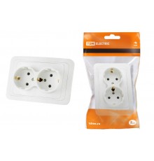 Розетка двойная 2П+З 16А белая "Валдай"   SQ1804-0010  TDM