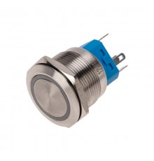 Кнопка антивандальная 22 12В Б/Фикс (6с) (ON)-OFF/(OFF)-ON подсв/синяя  36-3511  REXANT