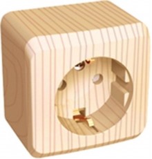 Этюд Сосна О/У Розетка с заземлением со шторками  PA16-004D  SE