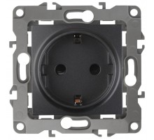 Розетка 12-2101-05 с заземлением, 16АХ-250В,  антрацит  Б0014679  ЭРА