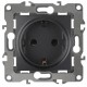 Розетка 12-2101-05 с заземлением, 16АХ-250В,  антрацит  Б0014679  ЭРА