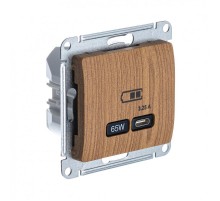 Glossa Дерево Дуб USB Розетка тип-C 65W высокоскор.заряд. QC PDД  GSL000527  SE