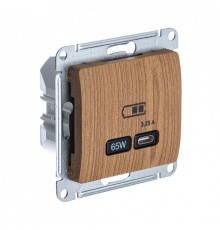 Glossa Дерево Дуб USB Розетка тип-C 65W высокоскор.заряд. QC PDД  GSL000527  SE