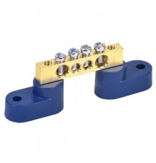 Шина "N" нулевая 6х9 мм на двух угловых синих изоляторах 4 группы  11-2324  REXANT