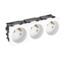 Розетка тройная 33° Modul45connect, франц. стандарт, 250 В, 16A (белый) (STD-F3C RW3)  6120692  OBO Bettermann