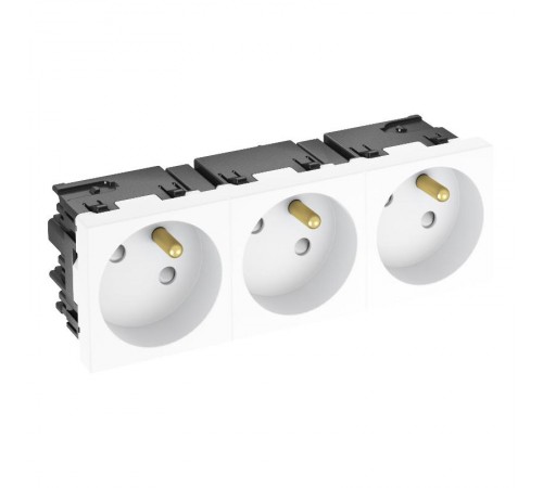 Розетка тройная 33° Modul45connect, франц. стандарт, 250 В, 16A (белый) (STD-F3C RW3)  6120692  OBO Bettermann
