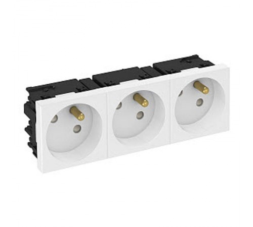 Розетка тройная 33° Modul45connect, франц. стандарт, 250 В, 16A (белый) (STD-F3C RW3)  6120692  OBO Bettermann