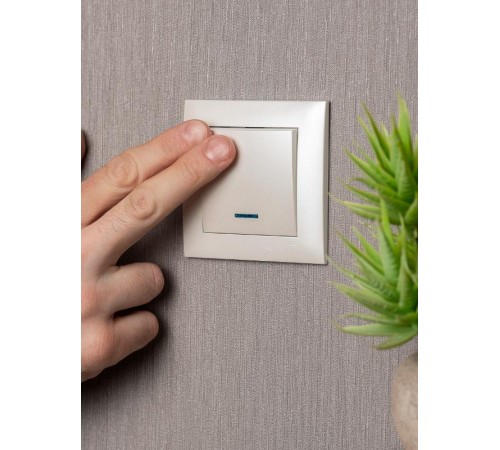 Валенсия лицевая панель выключателя 1-кл. с индикатором 10А жемчуг EKF PROxima   ESV10-L-121-50   EKF