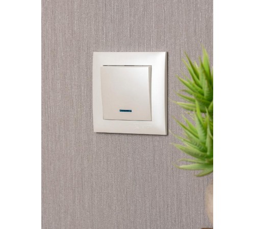 Валенсия лицевая панель выключателя 1-кл. с индикатором 10А жемчуг EKF PROxima   ESV10-L-121-50   EKF