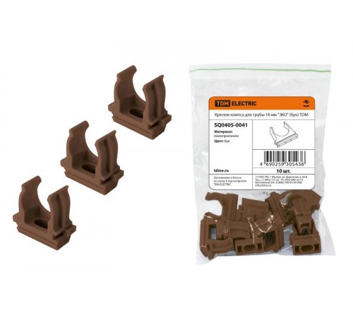Крепеж-клипса для трубы 16 мм (10шт) "ЭКО" (бук)  SQ0405-0041  TDM