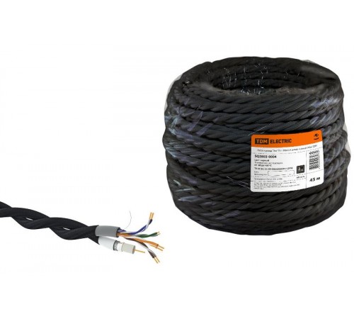 Ретро провод "Эко" TV + Internet витой, черный (45м)  SQ2803-0004  TDM