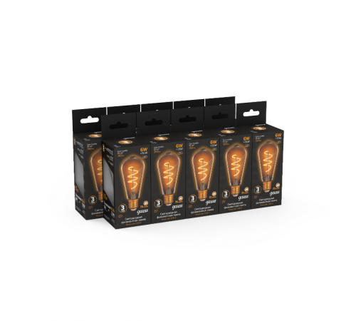 Лампа светодиодная Black LED Filament ST64 Flexible E27 6W Golden 360lm 2400К  157802006  Gauss