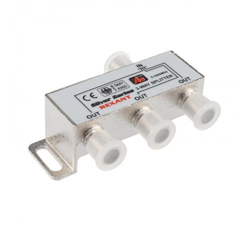 ДЕЛИТЕЛЬ  ТВ  x 3 + 4шт. F   "BOX"  5-1000 МГц  "Silver"   05-6102  REXANT