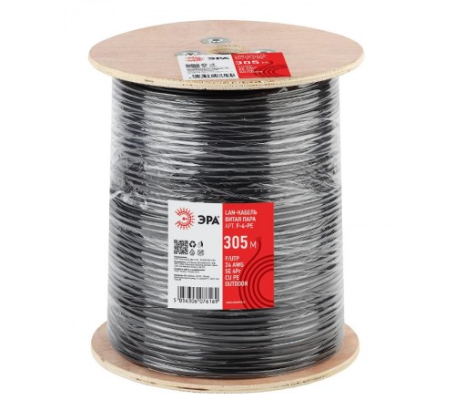 ЭРА Кабель витая пара F/UTP Cat5e 4x2x24 AWG CU PE OUTDOOR 305 м  Б0044689  ЭРА
