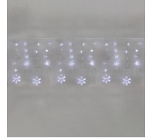 Гирлянда светодиодная Бахрома со снежинками 2,4х0,9м, 150LED БЕЛЫЙ, прозрачный ПВХ, IP20, 230В  255-075  NEON-NIGHT