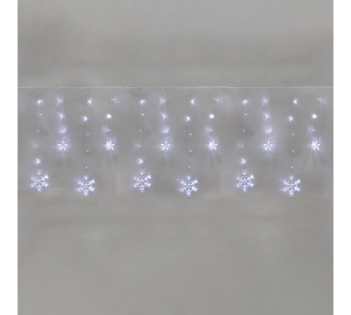 Гирлянда светодиодная Бахрома со снежинками 2,4х0,9м, 150LED БЕЛЫЙ, прозрачный ПВХ, IP20, 230В  255-075  NEON-NIGHT