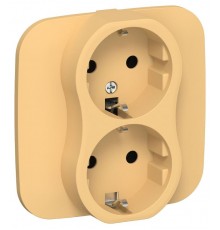 FLITE Розетка 2-ая с заземлением без шторок 16А РС12-0-А-ФлЗ золотарник  FI-R21A-16-K90  IEK