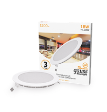 Светильник светодиодный встраиваемый ультратонкий круглый IP20 18W 2700K  939111118  Gauss