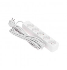 Удлинитель 5 гнезд, 5м, 3х0,75мм, с/з, белый  13-4213  PROconnect