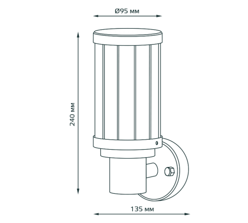 Светильник садово-парковый Vega на стену вверх 10.5*24*14.2cm, 170-240V / 50Hz, 1xE27, Max.60W, IP54  GD021  Gauss
