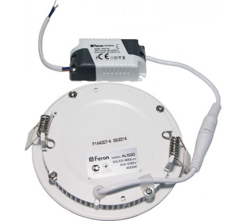 Светильник светодиодный встраиваемый ультратонкий AL500, 6W, 4000K, 480Lm, белый  28500  FERON
