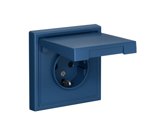 ArtGallery Аквамарин Аквамарин Розетка с заземлением, со шторками, с крышкой, 16А, IP20, механизм  GAL001146  SE