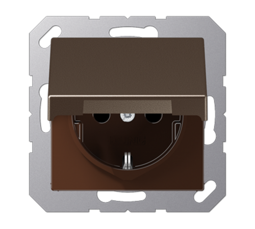 Штепсельная розетка SCHUKO 16A 250V~ с защитой от детей; с крышкой; термопласт; мокка  A1520BFKIKLMO  Jung