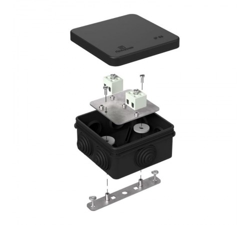 Коробка огнестойкая для о/п 40-0210-FR1.5-4 Е15-Е120 RAL9005 80х80х40 (44 шт/уп) черная  40-0210-9005-FR1.5-4  Промрукав