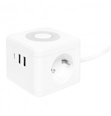 Удлинитель "Куб" 2 гнезда 2USB 2,4А+Type C + Ночник 1,3 метра 1мм2  UBA-CUB-2-TC  EKF