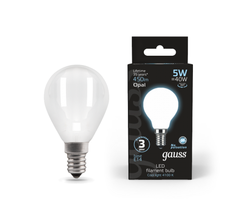 Лампа светодиодная Black LED Filament Шар OPAL E14 5W 450lm 4100K  105201205  Gauss